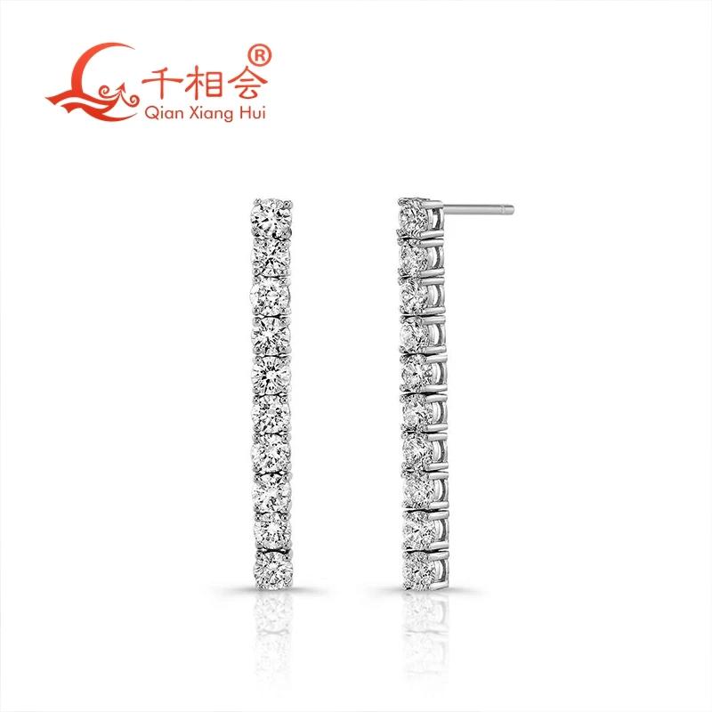 

925 silver round shape 3mm stone white moissanite stone 30mm length earrings ear stud Earing jewelry woman gift