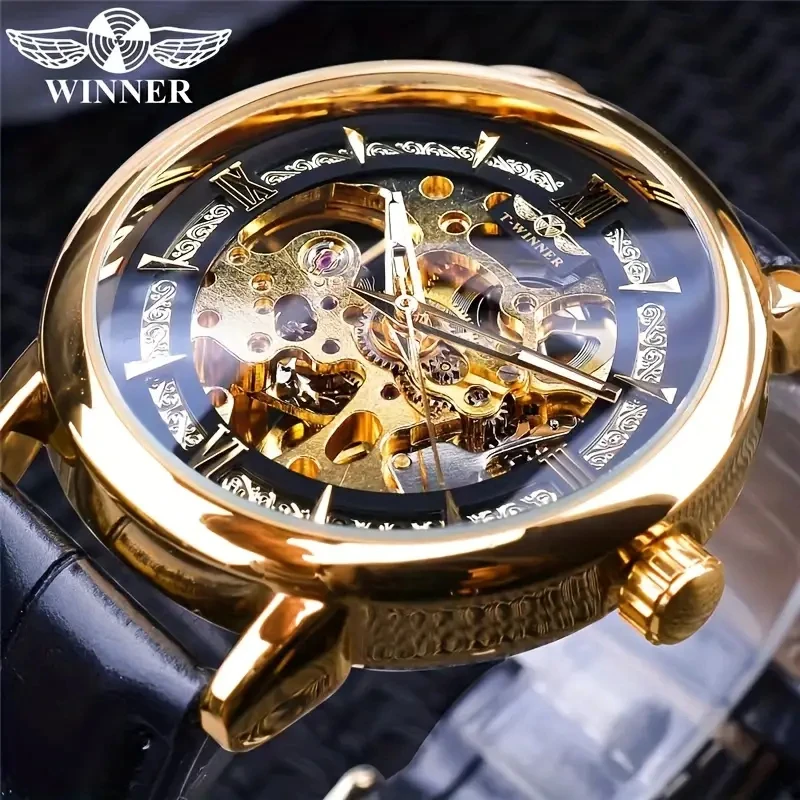 New High-End, Stylish, Hollow-Out Automatic Mechanical Watch for Men, Fashionable Business Casual Versatile Watch for Trendy Men, a Top Choice for Gift-Giving, No Batteries Required