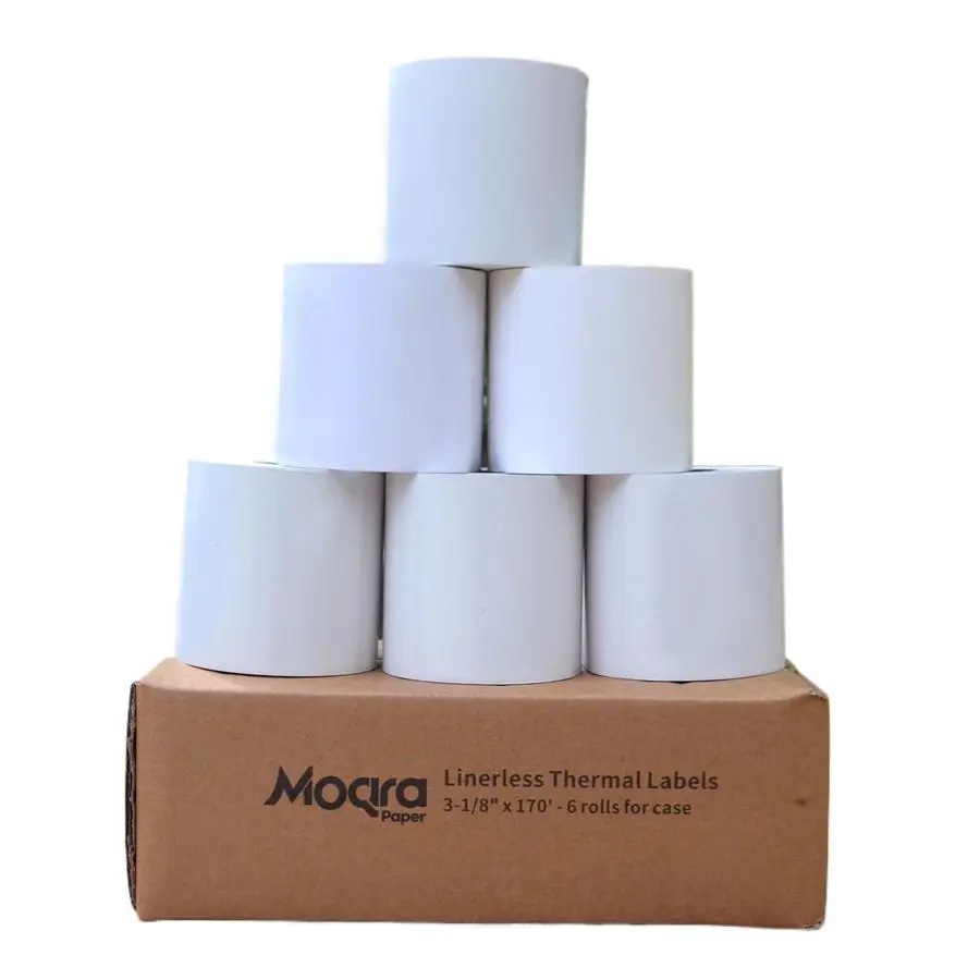 

Sticky Thermal Receipt Paper Rolls 80mm 3 1 8 x 170 6 Rolls Removable Label Compatible with TML90ii, TSP654IIsk and other linerl