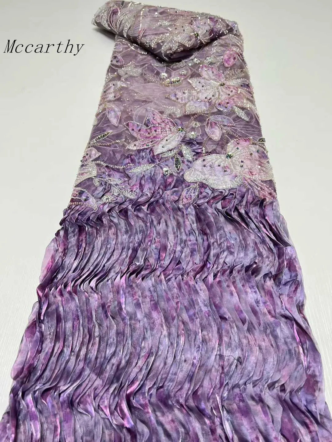 

Африканская кружевная ткань с 3D цветочными бусинами, 2025, высокое качество, кружевной материал для жениха, французская нигерийская кружевная ткань для женщин, вечерние, свадебные