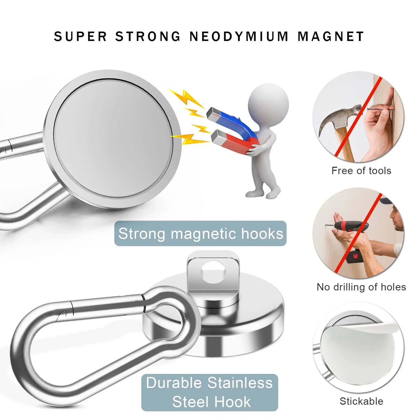 Super silná neodym magnetem karabina magnetický prsten 49 LBS klíčenka magnetický prsten magnetický Seat rotujícího magnetický sání pohár