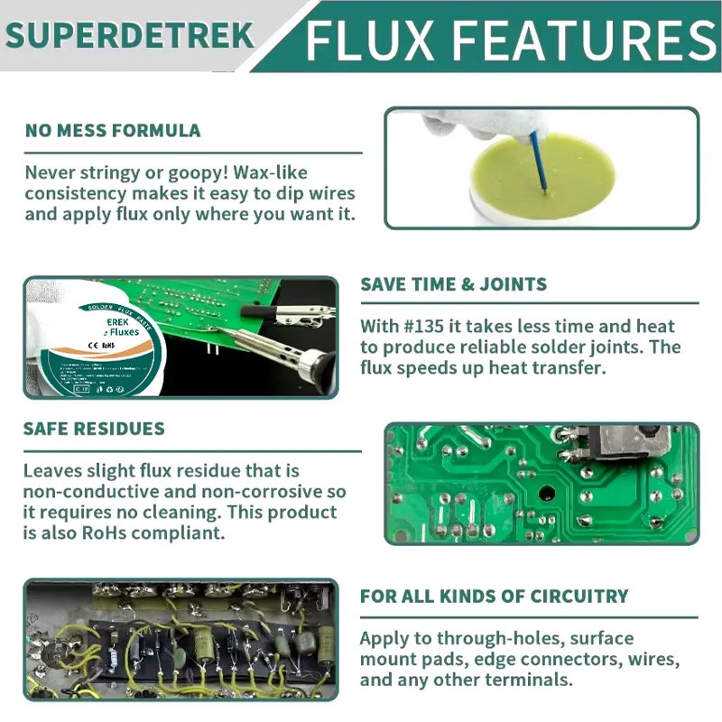 Pâte à souder 35-300g, Flux de colophane, Flux de soudure pour l'électronique, aucun Flux propre pour le soudage de circuits électroniques