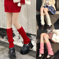 Lolita Leg Warmers Women Long Socks Lady Christmas Red Sweet Knitted Leg Covers Y2K Autumn Winter Crochet Heap Socks Boot Cuffs