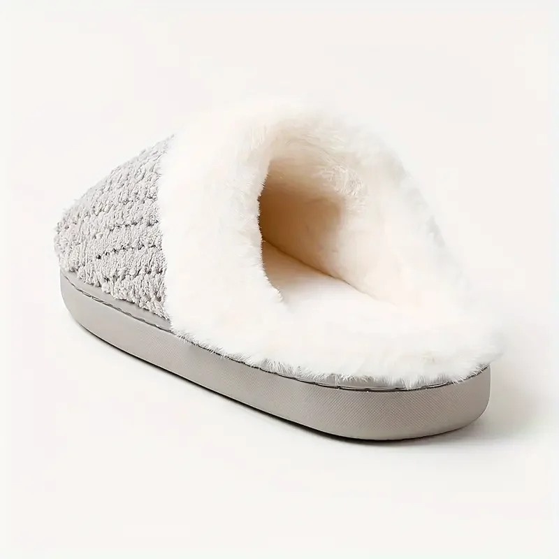 Autumn and Winter Warm Knit Slippers for Men and Women Non-slip Thick Soles Indoor Couple Slippers Luxury Brand Half Pack Shoes