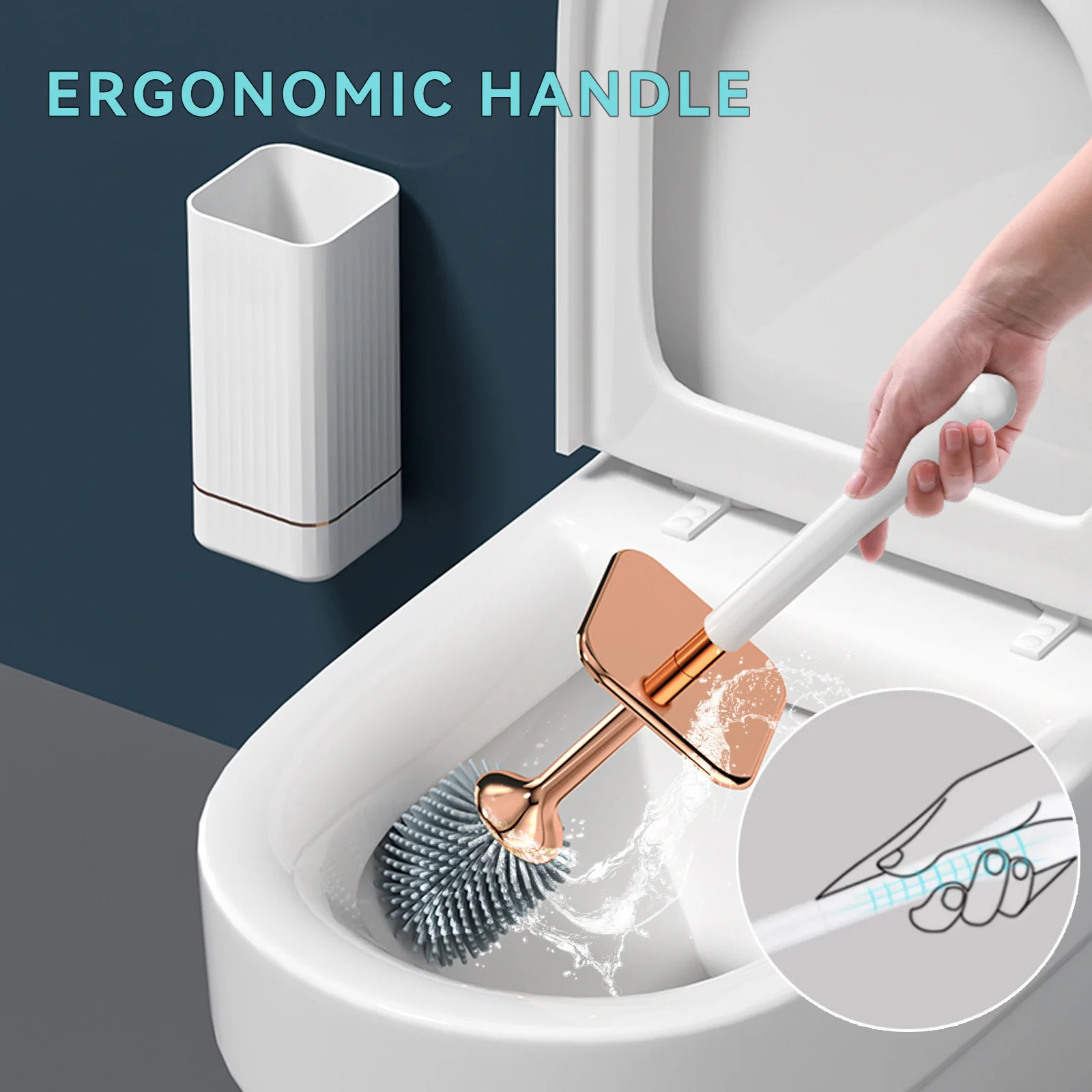 Home Toilet Brush and Holder with Ergonomic Long Handle Modern Bathroom Decor Cleaning Accessories Durable Deep Cleaning