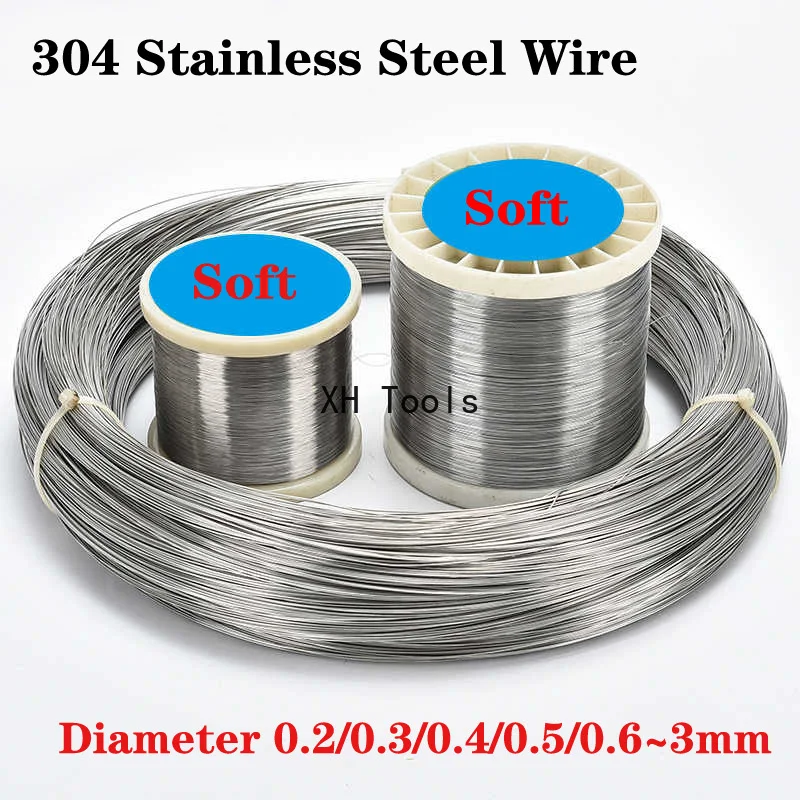 304 Stainless Steel Wire Single Fine Soft Binding Steel Wire Tie Round Rod Metal Iron Wire Diameter 0.2/0.3/0.4/0.5/0.6~3mm