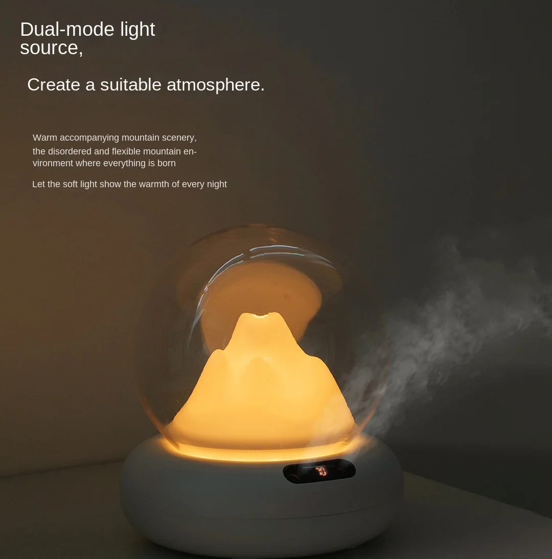 USB Mountain View Humidifier Household 2L Large-capacity Bedroom Colorful Atmosphere Lamp Desktop Creative Double-jet Humidifier