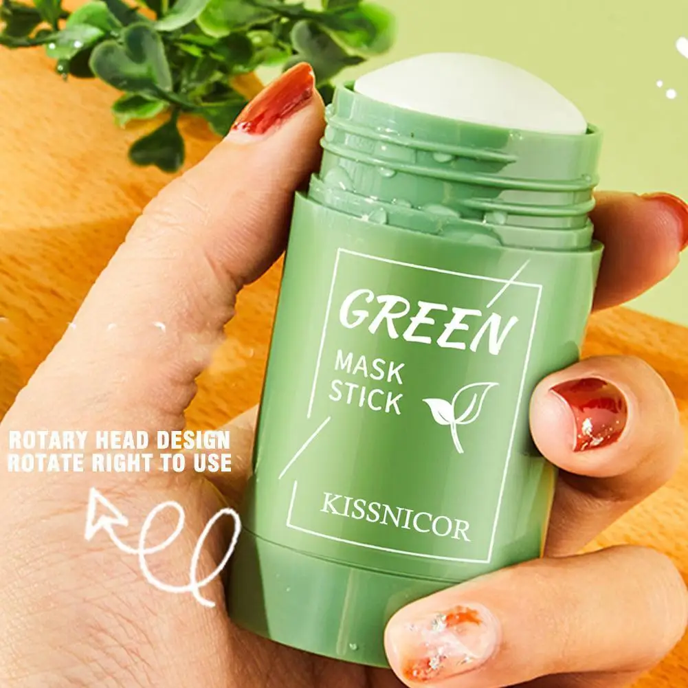 40g Face Clean Mask Green Tea Cleansing Stick Rotating Head Deep Pore Clean Oil Balance All Skin Types 3/1pcs