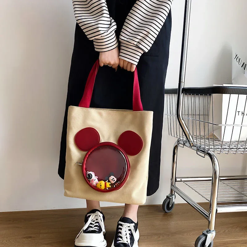 

New Disney Fashion 3D Mickey Minnie Bag Outdoor Shopping Large Capacity Baby Handbag Big Shopping Bag