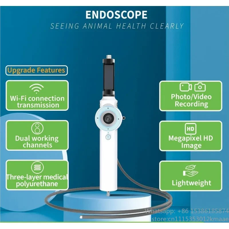 Vequyn USB/WiFi Wireless ENT Endoscope Camera – 100cm HD Flexible Gastroscope for Pets, Android/iOS Compatible