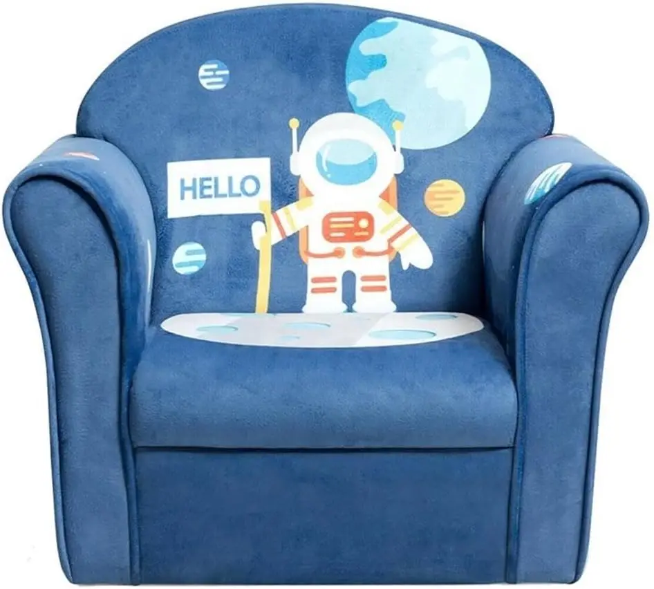 

Modern Blue Eucalyptus and Velvet Astronaut-Style Kids Sofa with Comfortable Cushioning and Stylish Design for Nursery or