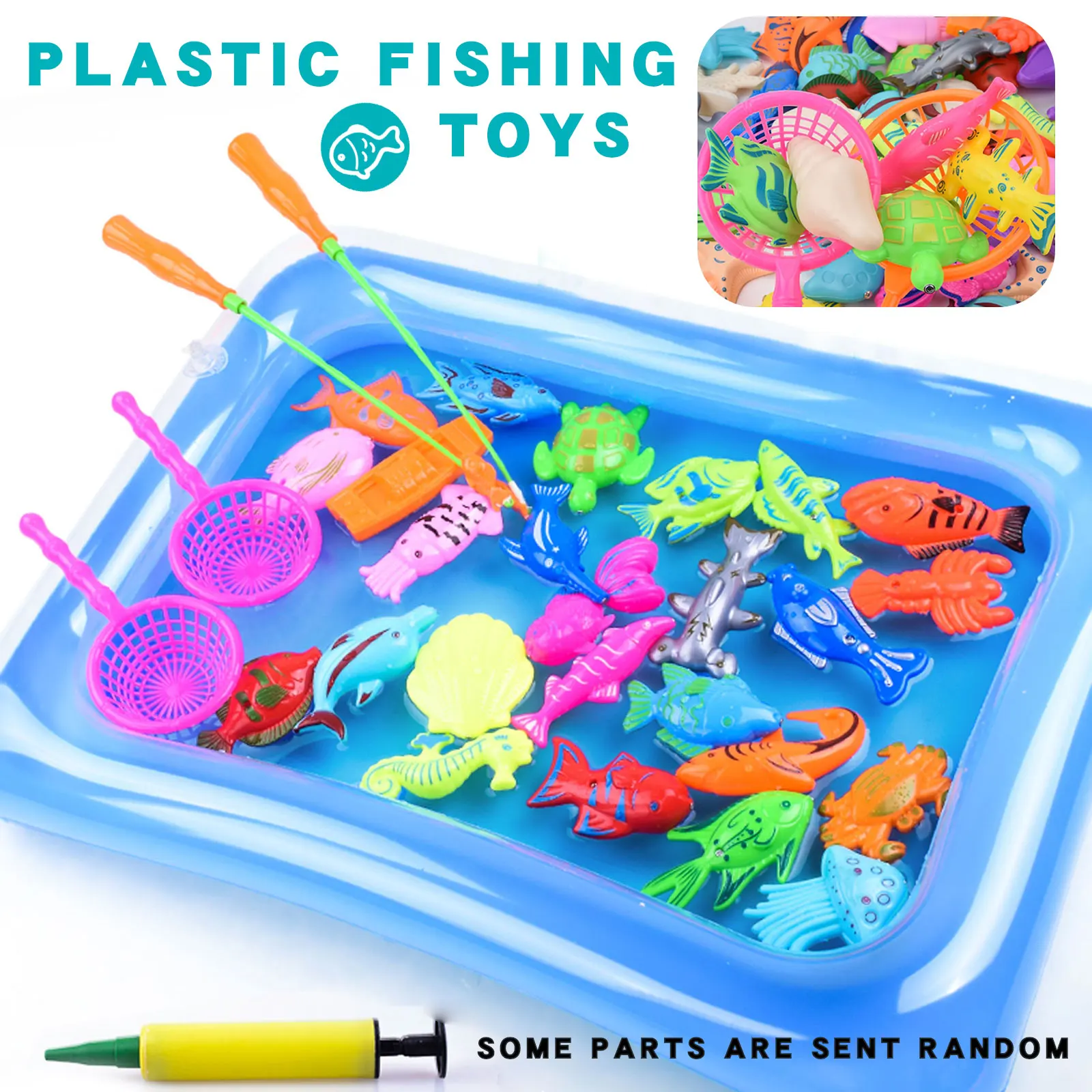 28 Fishing Toys (Randomly Colored), Plastic Floating Fish, Colorful Marine Animals, Fishing Toys, Water Table, Bathtub, Swimming