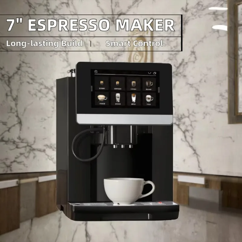 7 Inch Display Programmable Espresso Machine One-Touch Cappuccino Latte Electric Coffee Maker EU Plug Hotel Use French