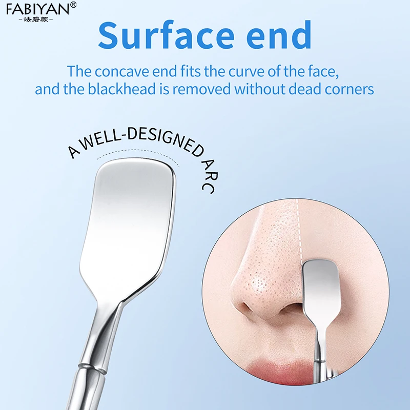 1 szt. Dwugłowicowa Łopatka do Usuwania Wągrów ze Stali Nierdzewnej, Ekstraktor do Białych i Czarnych Wągrów, Skrobak do Usuwania Wągrów z Nosa dla Kobiet, Oczyszczanie Twarzy