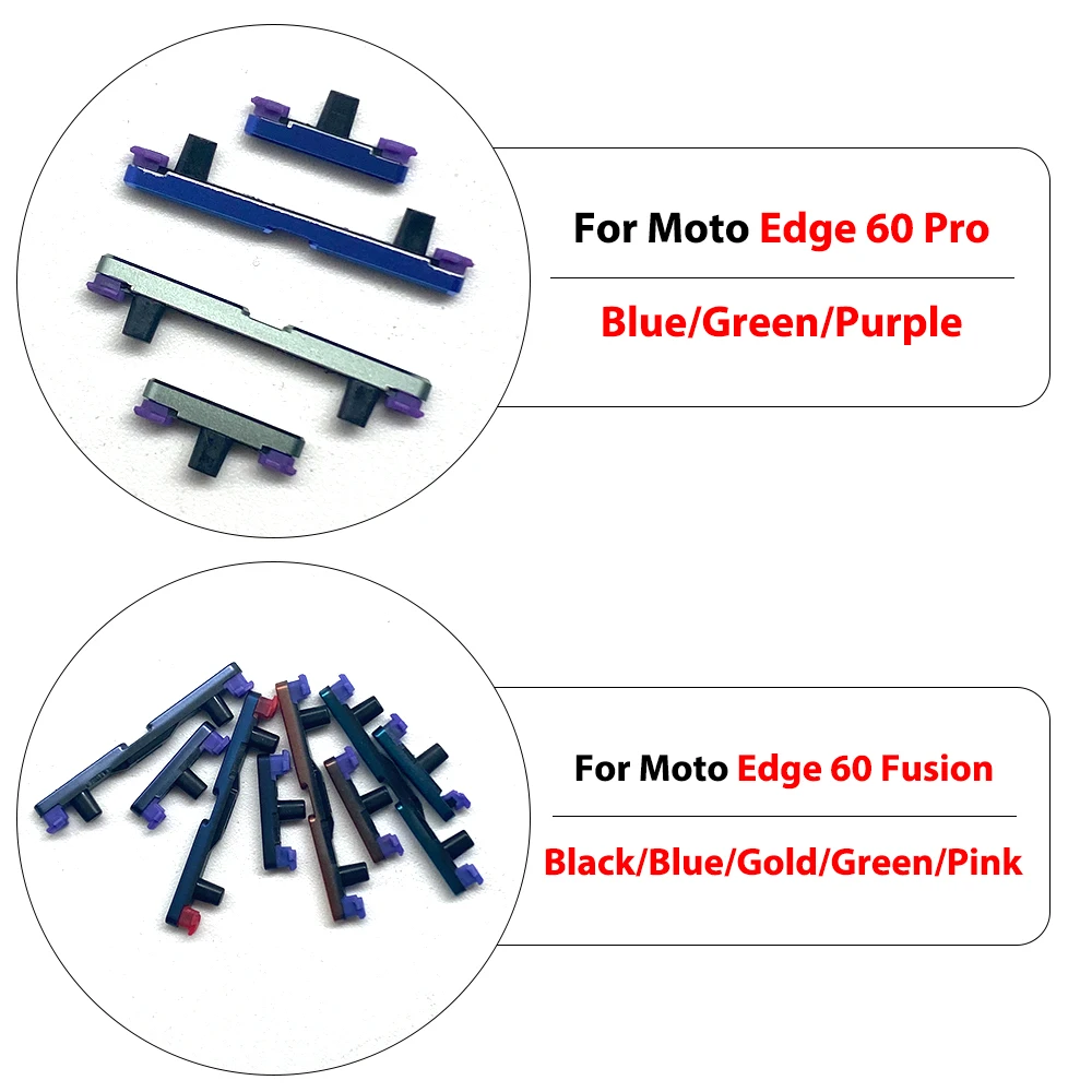 10Pcs , New Power Button + Volume Side Button Key For Moto Edge 60 Fusion Edge 60 Pro Edge 60 Stylus Edge 60