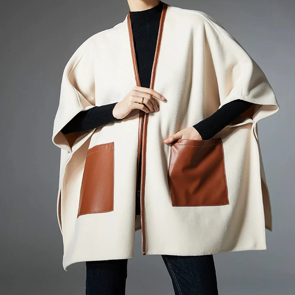 2025 nieuwe Europese en Amerikaanse mid-tot-high-end herfst en winter veelkleurige leren kruissjaal met zak-GZXX714