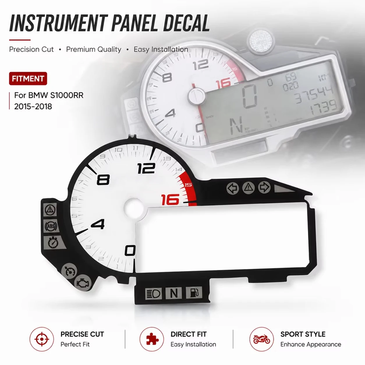 Motorcycle Instrument Cluster Decal Dashboard Gauge Face Sticker For BMW S1000RR 2015-2018 Direct Fit Accessories