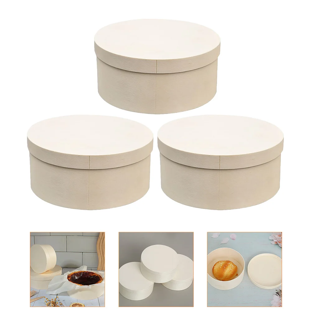 3 Pcs Snack Containers Christmas Party Accessory Household Bakery Boxes Round Compact Cake Treat Packing