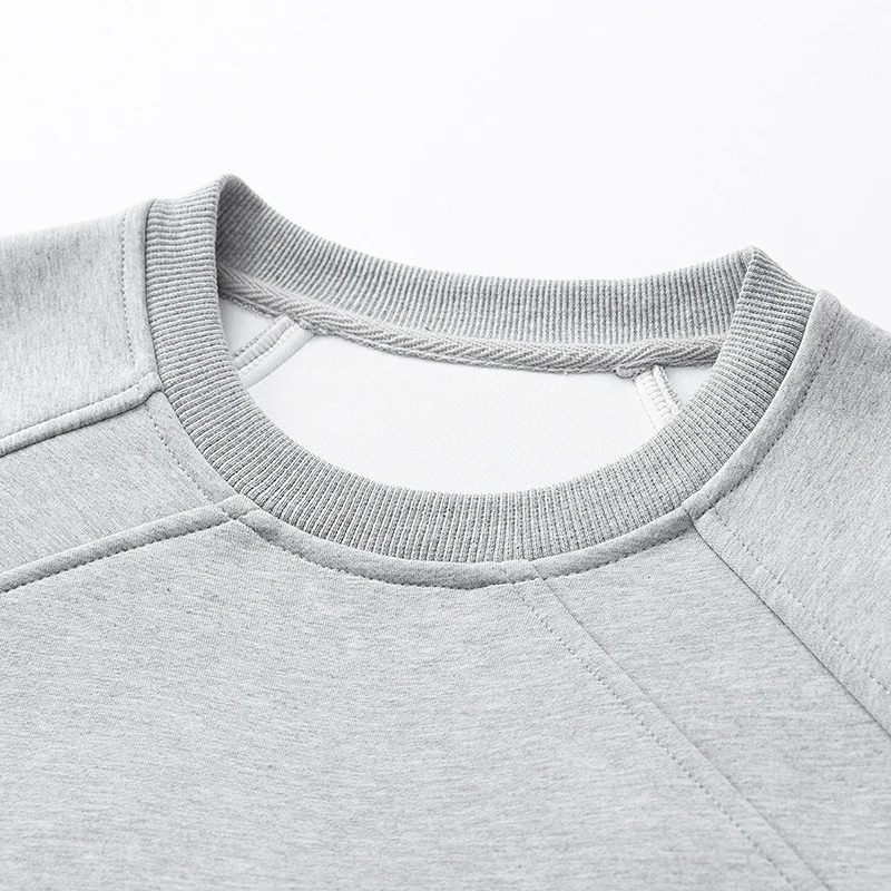 Spring Autumn Trendy Hoodie Simple and Fashionable New Style Loose Pullover Round-neck Top Long-sleeved Men Innerwear Base Layer