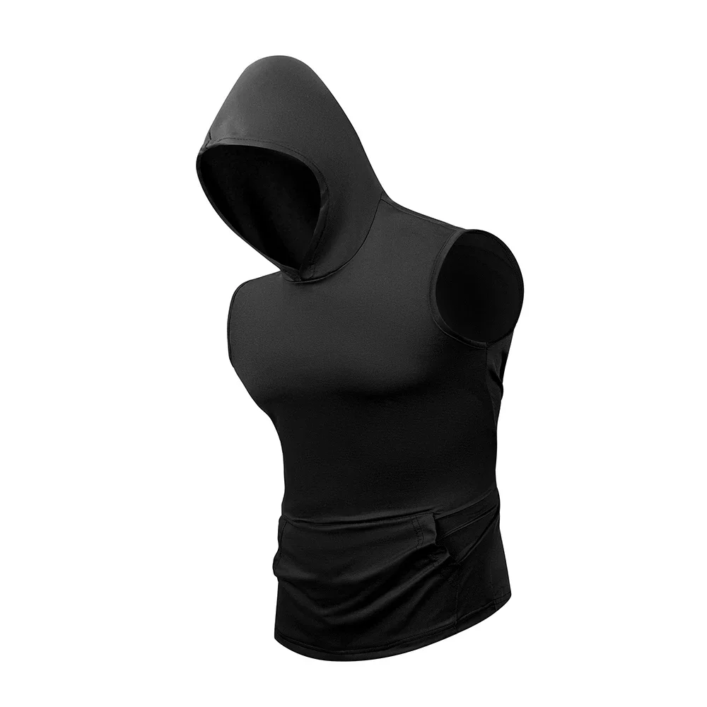 Chaleco informal sin mangas con capucha para hombre, camiseta ligera transpirable de verano para gimnasio, correr, entrenamiento, culturismo, camisetas interiores