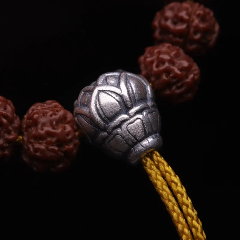 Original Lotus Three Way Buddha Head Rudraksha Moon Seed Beads Long Strand Handheld DIY Scholar Sacred Genuine Craft Accessory