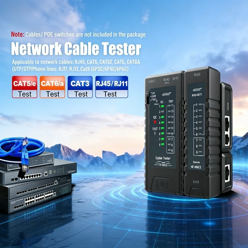 

NF468CS All-in-one Network Cable Tester Single Head Testing POE Protection 60V Anti-Burn Battery Operated Line Finder