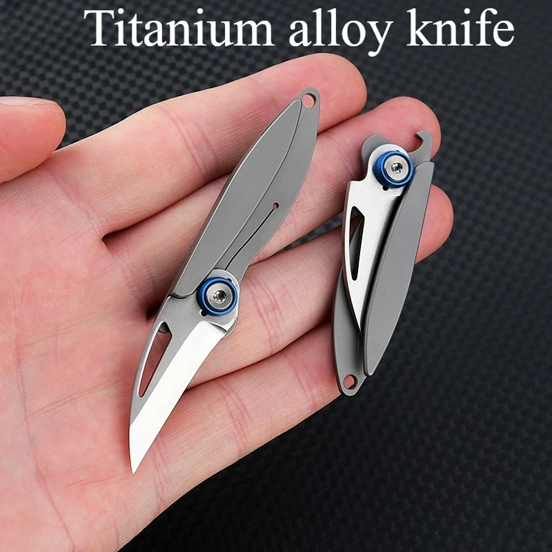 

New Titanium Alloy Sharp Mini Folding Knife Portable Keychain Bottle Opener Outdoor Survival Tool