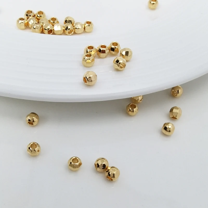 20PCS 14K Gold Color Plated Brass Faceted Beads Spacer Beads High Quality Diy Jewelry Accessories