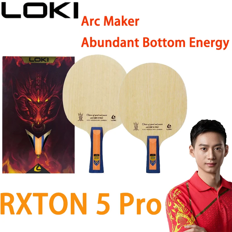 

LOKI RXTON 5 Pro Table Tennis Blade 5 Wood 2 Carbon Fast Attack and Arc Type OFF+ Ping Pong Racket for Advanced Player Training