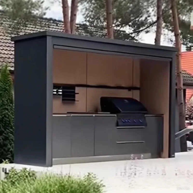 Luxury Modern Modular Prefabricated Stainless Steel Outdoor Kitchen Cabinet Set Portable Outdoor Prefabricated Kitchen
