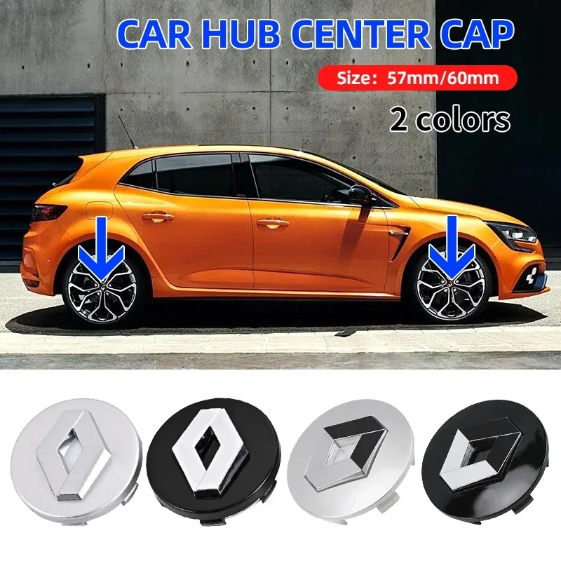 4PCS 57mm 60mm Car Wheel Center Hub Cover Badge Logo Emblem For Renault Koleos Captur Kadjar Megane Scenic Arkana Zoe Twingo