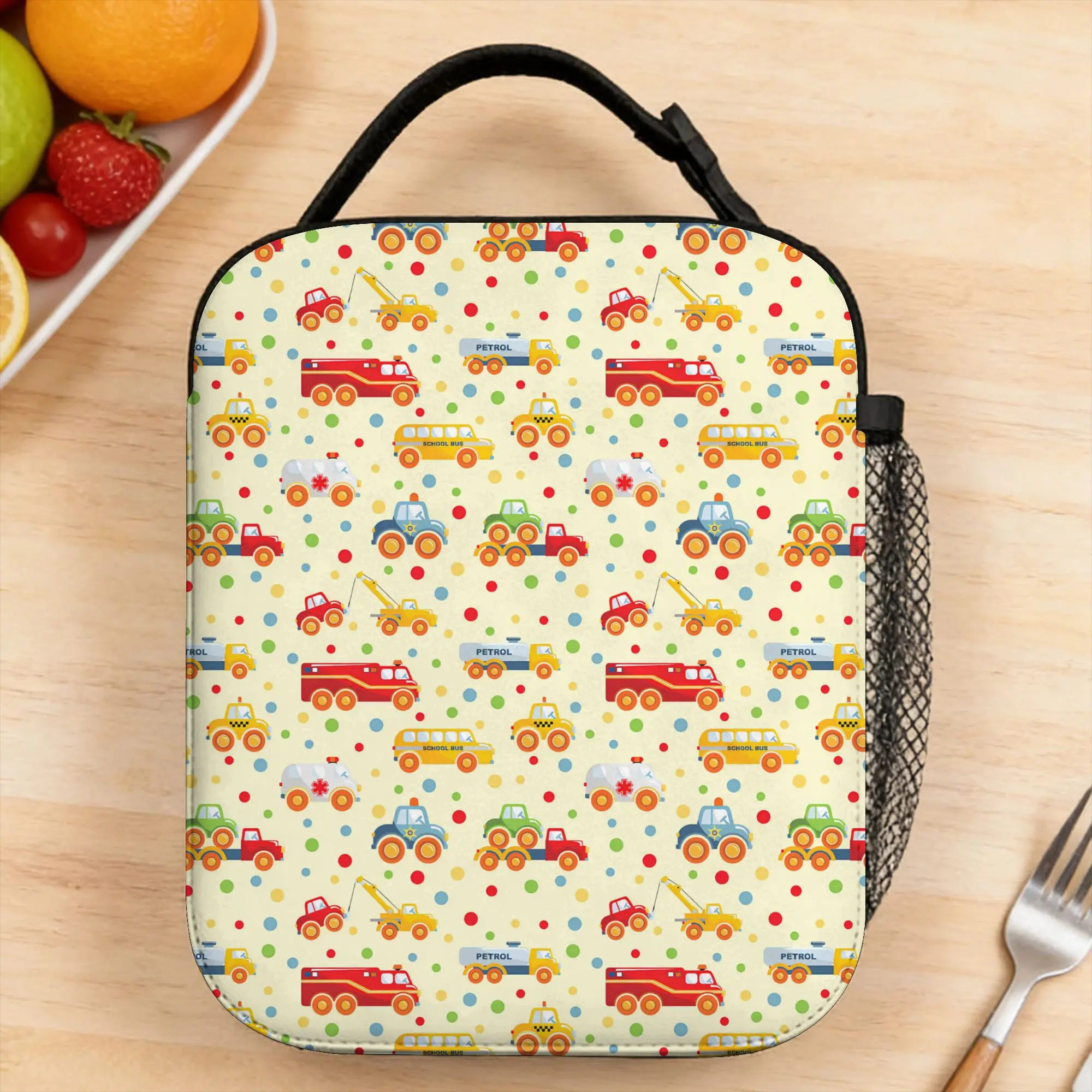 Excavator Construction Truck Lunch Bag  School Lunch Box For Unisex  Retro Graphic Tote Food Bags Oxford Portable Cooler Bag