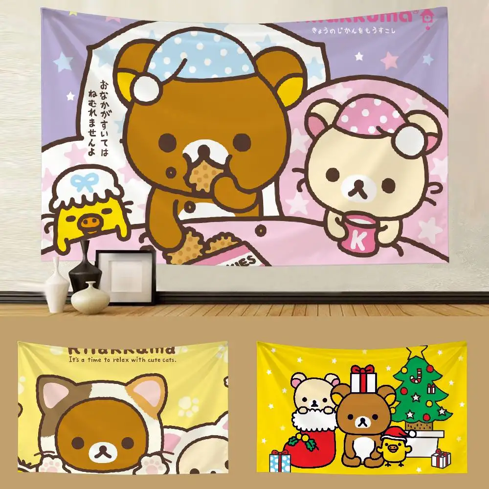 Tapisserie R-Rilakkuma mignonne et personnalisable, tapisseries de styles variés, tentures murales, impression de photos de célébrités, tentures murales