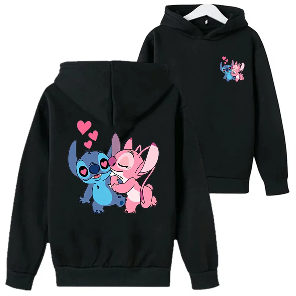 Stitch Autumn Winter Children\'s Hoodies Boy Girls Casual Sweatshirr Red tops Coat Fashion   Printed Toddle Anime Pink Clothing