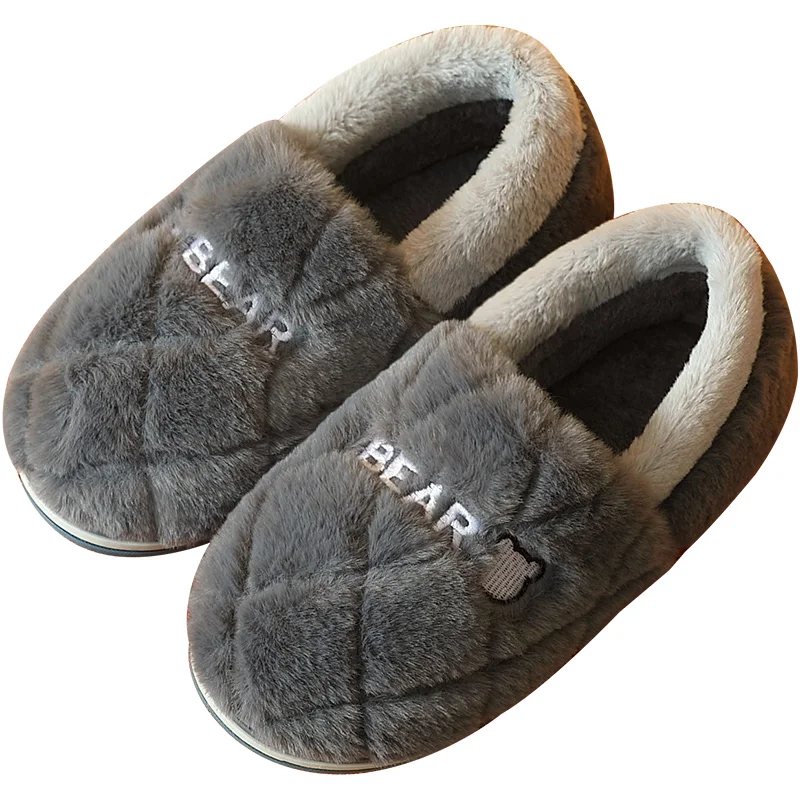 Big Size 48 49 Men Winter Warm Slippers Thick Plush Slides Couples Indoor Flats Non-slip Bedroom Shoes Women Autumn Furry Slides