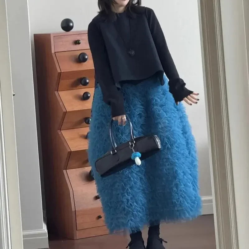 

Новая мода милая сетчатая юбка женская весна лето ретро с эластичной резинкой на талии и оборками длинные юбки клубные вечерние длинные тюлевые юбки