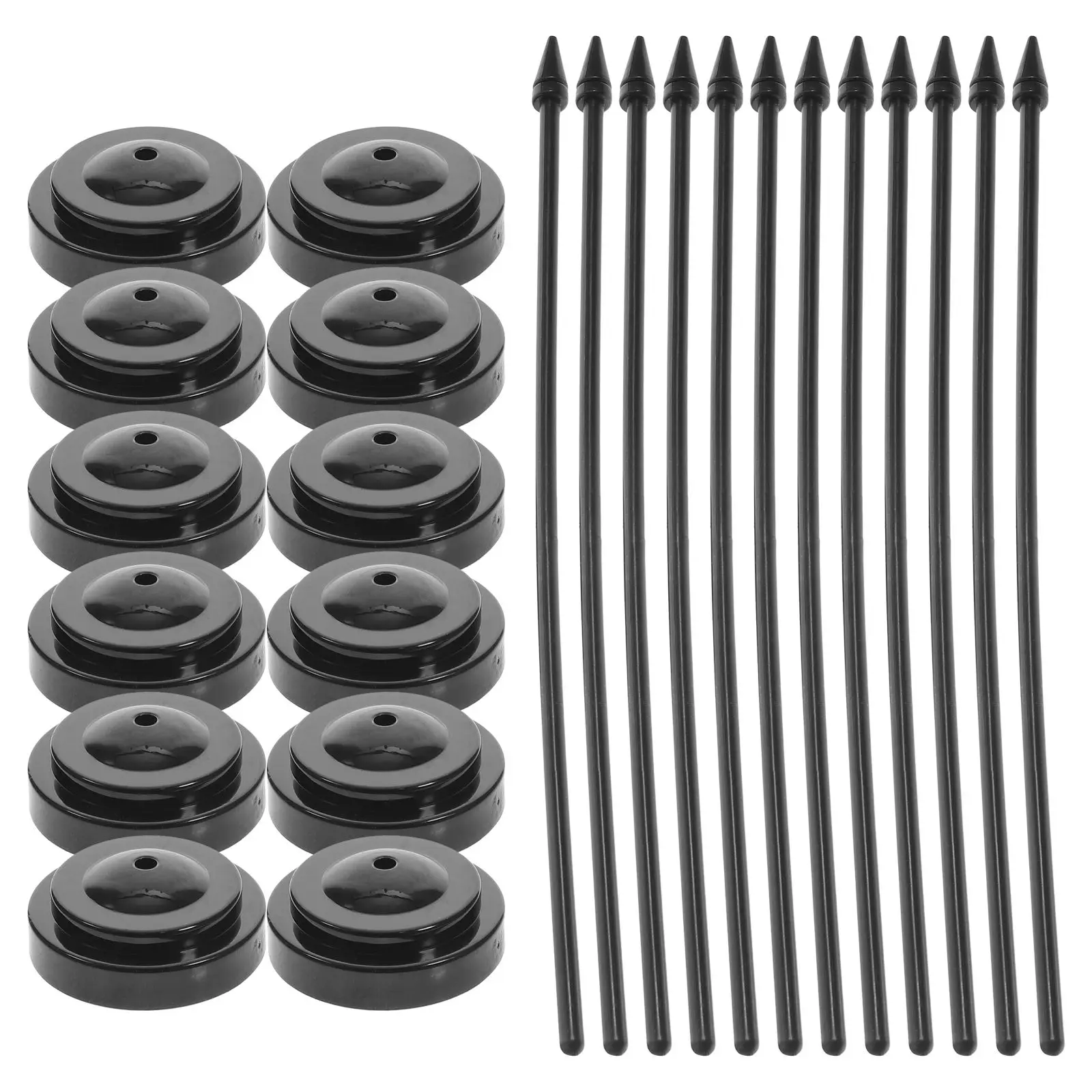 

12 Pcs 6 3x27Cm Pure Black Flagpoles With Base Table Desk Flag Frame Stand Plastic Stable Banner Office Meeting Room Small