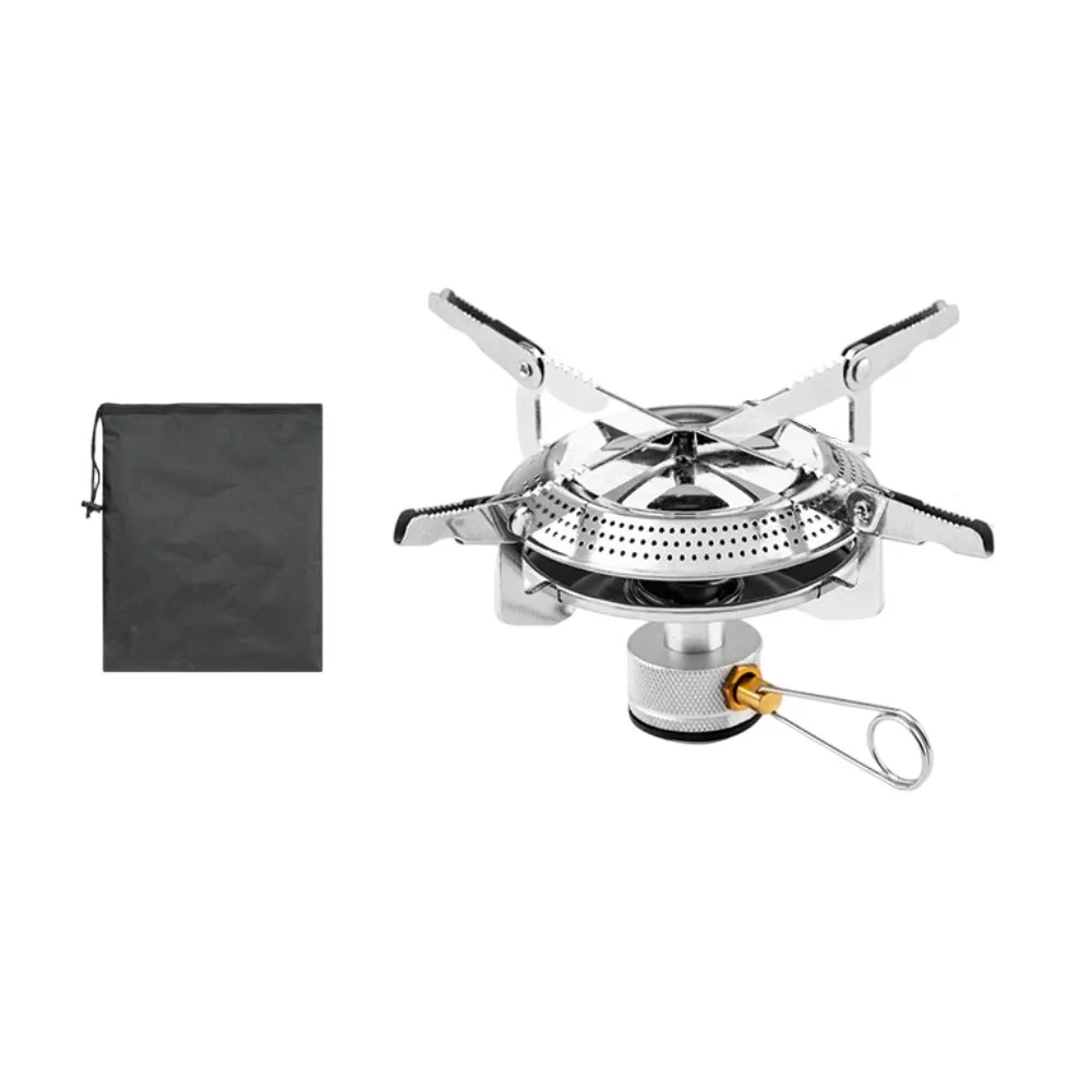 For Mini Foldable Gas Stove Head with Storage Bag for Camping Hiking Backpacking Outdoor Cooking Stainless Steel Brass Build
