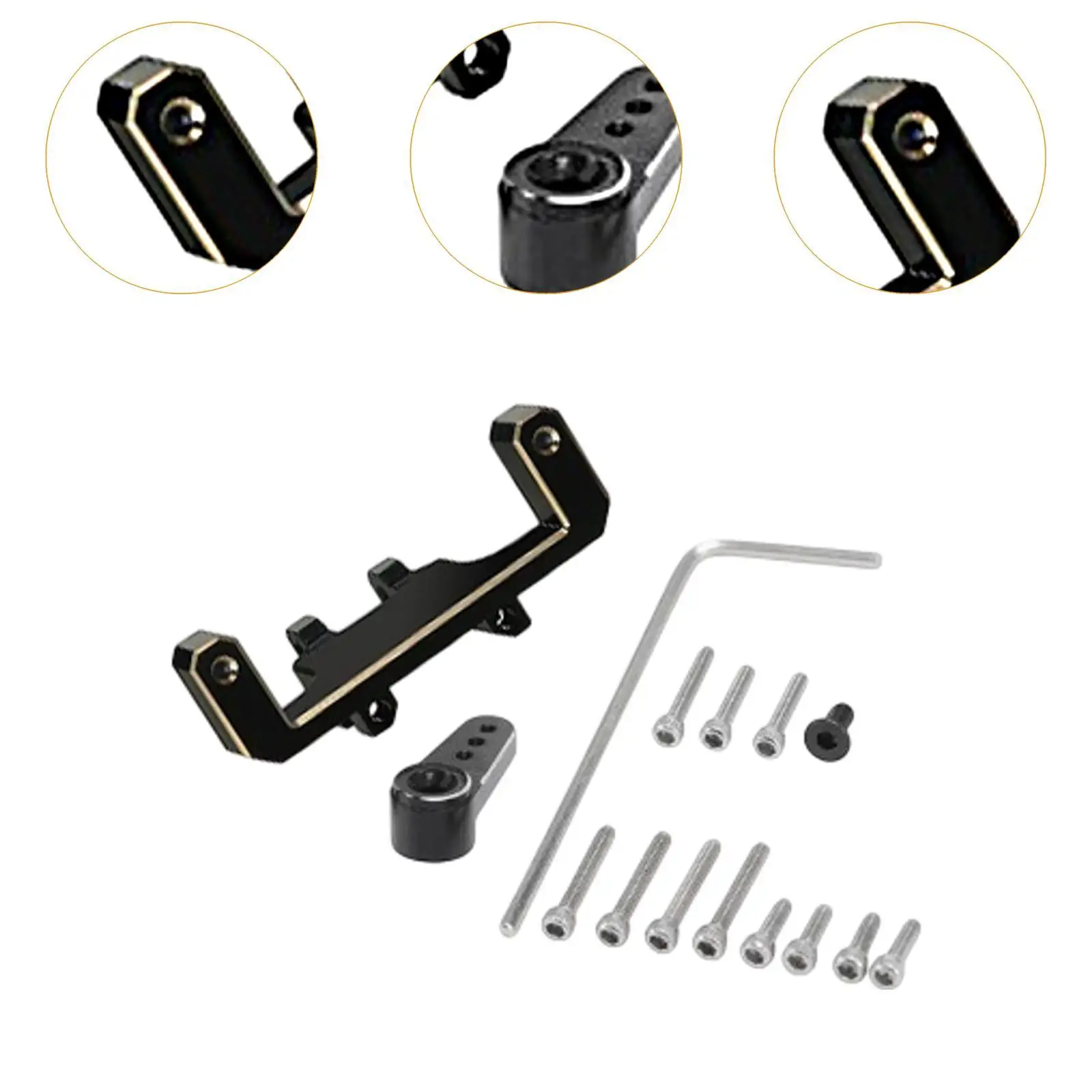 Brass RC Servo Bracket Arm Set Servo Support Easy to Install Servomechanism Bracket with Arm for Axi00002 SCX24 Axi00001 C10