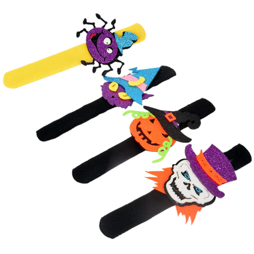 

4pcs Halloween Slap Bracelet Comfortable Kids Safe Party Favors Halloween Decorative Wristbands For Adults Teenagers