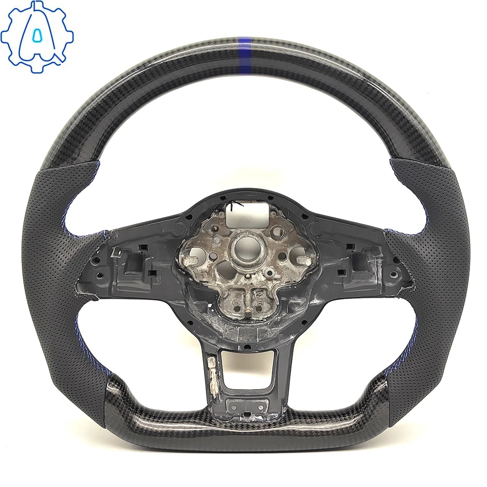 

For VW Golf MK7 Passat B8 Tigian MK2 Rline Sport Carbon Fiber Leather Perforated Steering Wheel with Back Label