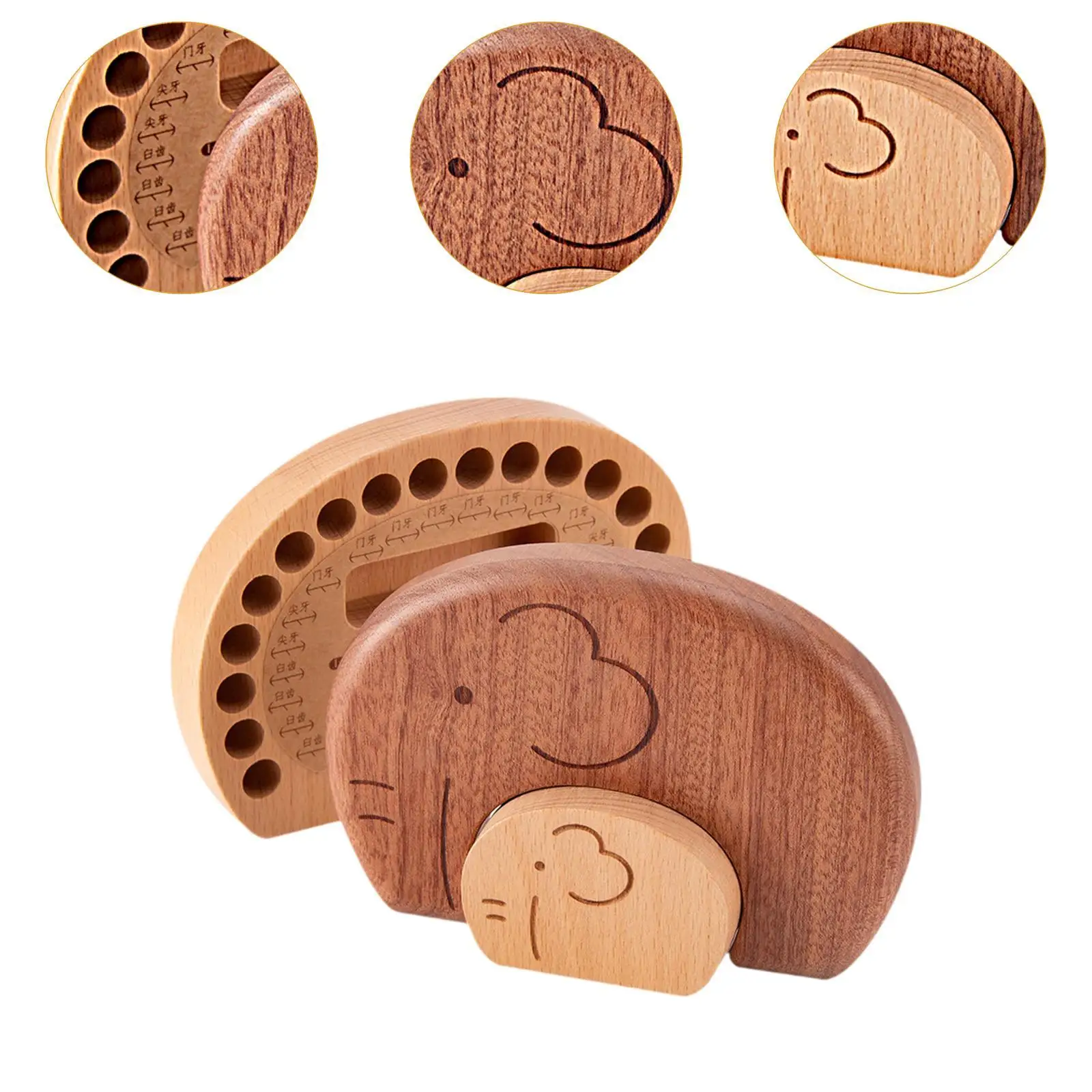 Boîte de rangement en bois pour dents de bébé, ornement de bureau multifonctionnel pour enfants nouveau-nés, boîte de collecte de cheveux compacte faite à la main légère