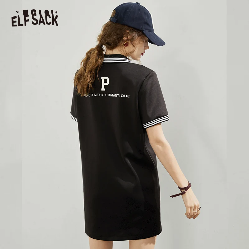 Elfsack preto camisa vestidos femininos 2023 primavera novo solto vestido casual