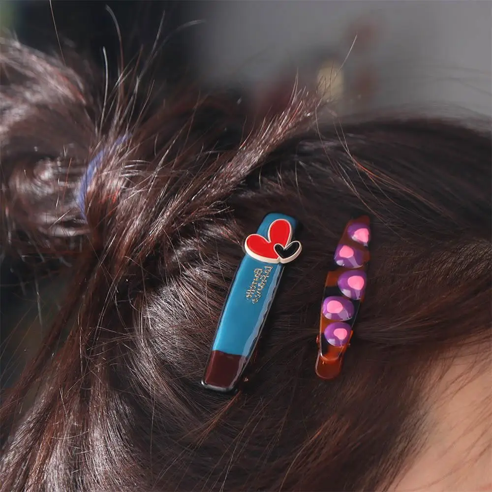 

2pcs/set Cute Duckbill Clip Love Hairpin Set Bangs Clip Y2k Hairpins Headwear Korean Style Makeup Hair Clips