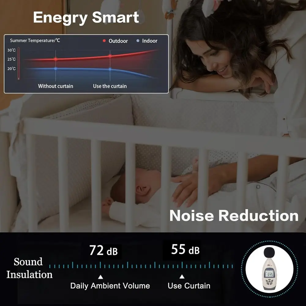 84 ستائر مخملية طويلة بطيات مع خطافات، معزولة حراريًا، سواد الغرفة، 52 عريضة، أسود