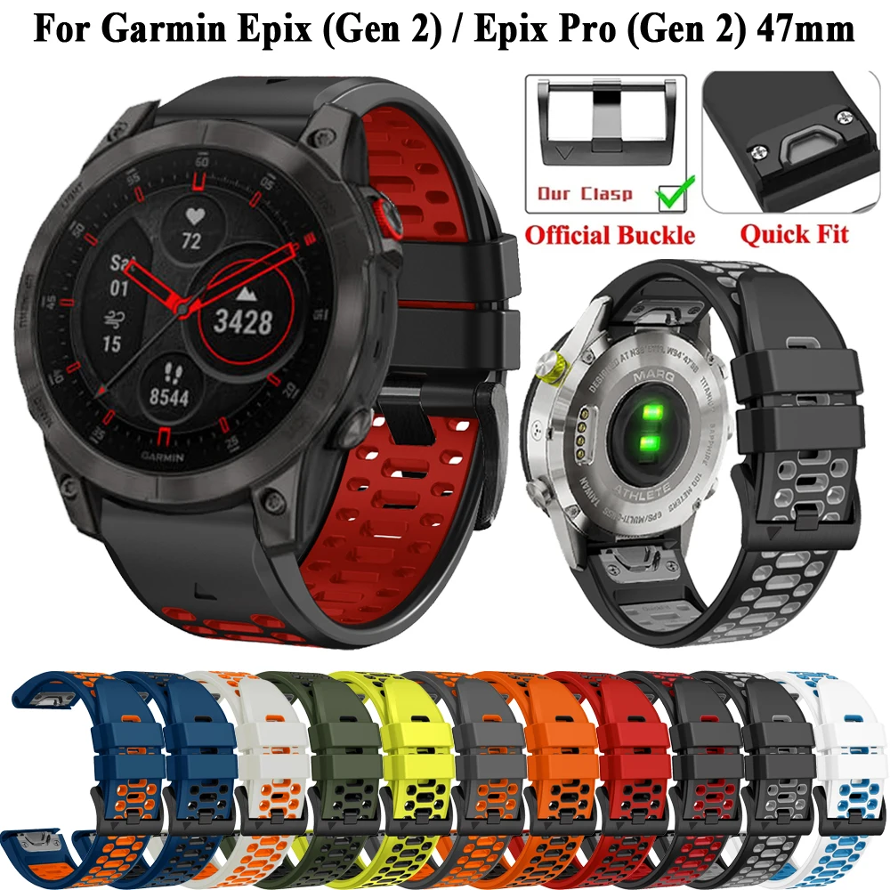 

QuickFit 22mm Silicone Strap For Garmin Epix (Gen 2) Watch Band Correa For Garmin Fenix 6 7 Pro 5Plus 935 945 Wristband Bracelet