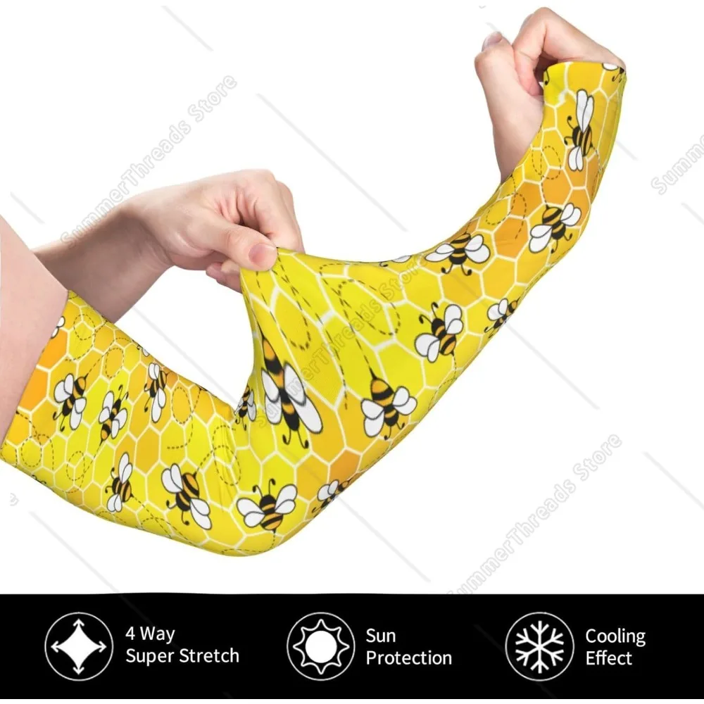 Manicotti per api a nido d'ape Protezione solare Manicotti rinfrescanti a prova di spine Copri bracci per sport da giardino