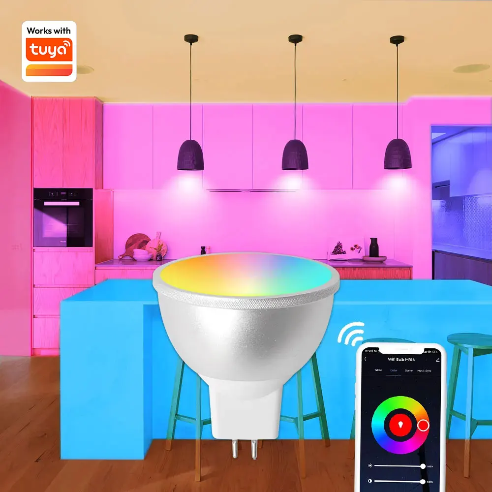 Zemismart 12v wifi rgbcw lâmpada led mr16 funciona com tuya smart life app controle temporizador alexa google casa controle de voz