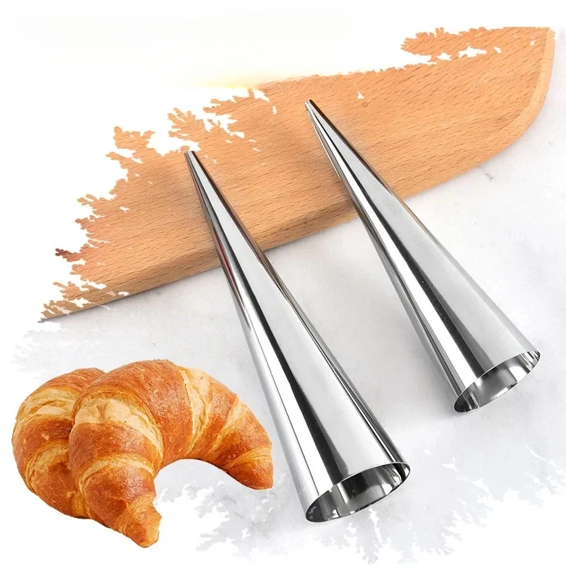Molde de cuerno de crema cónico espiral Croissant pastelería, herramienta para hornear de cocina