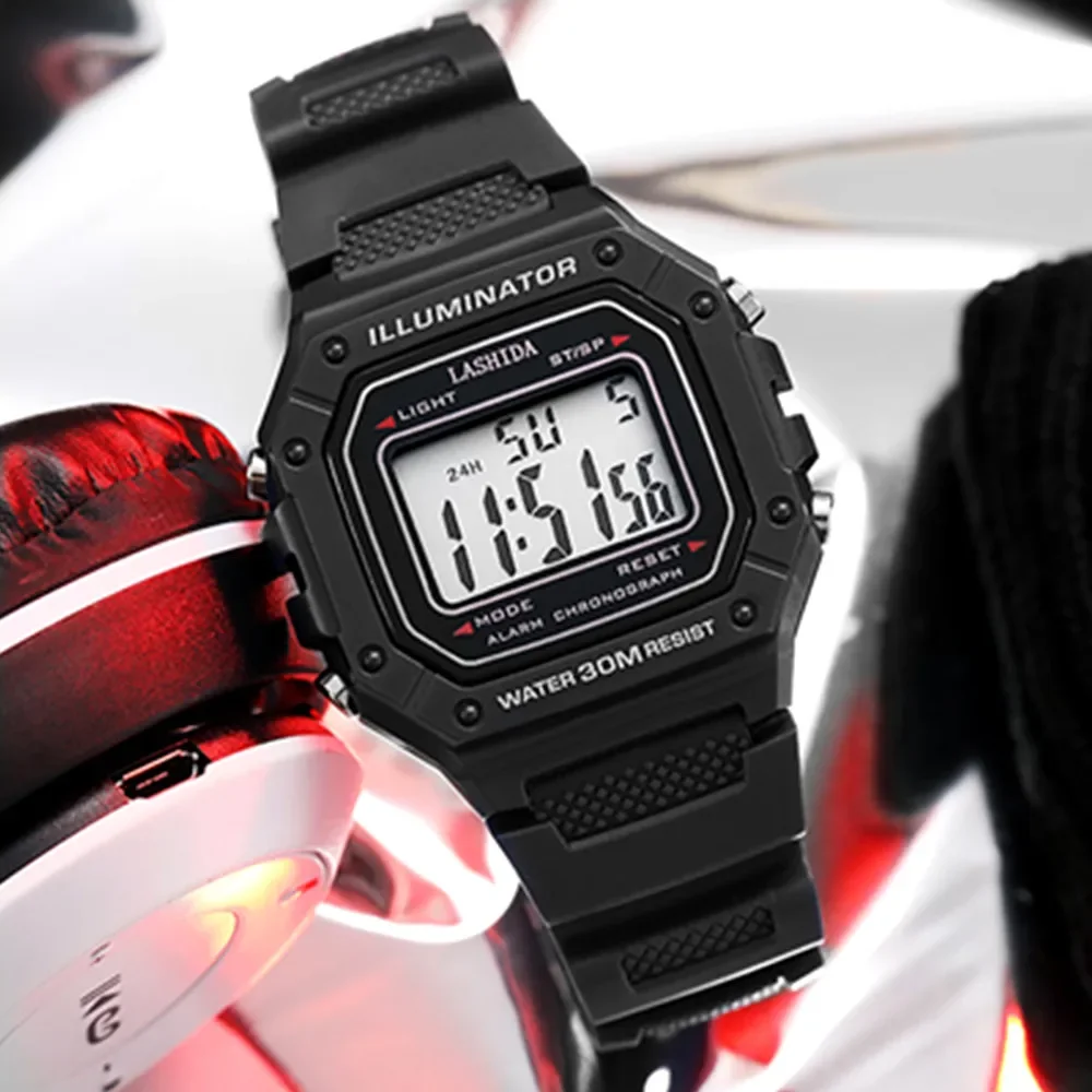 2024 Fashion Men Digital Watches Sports Waterproof Electronic Mens Wristwatches Square Silicone Military Watch Reloj Hombre